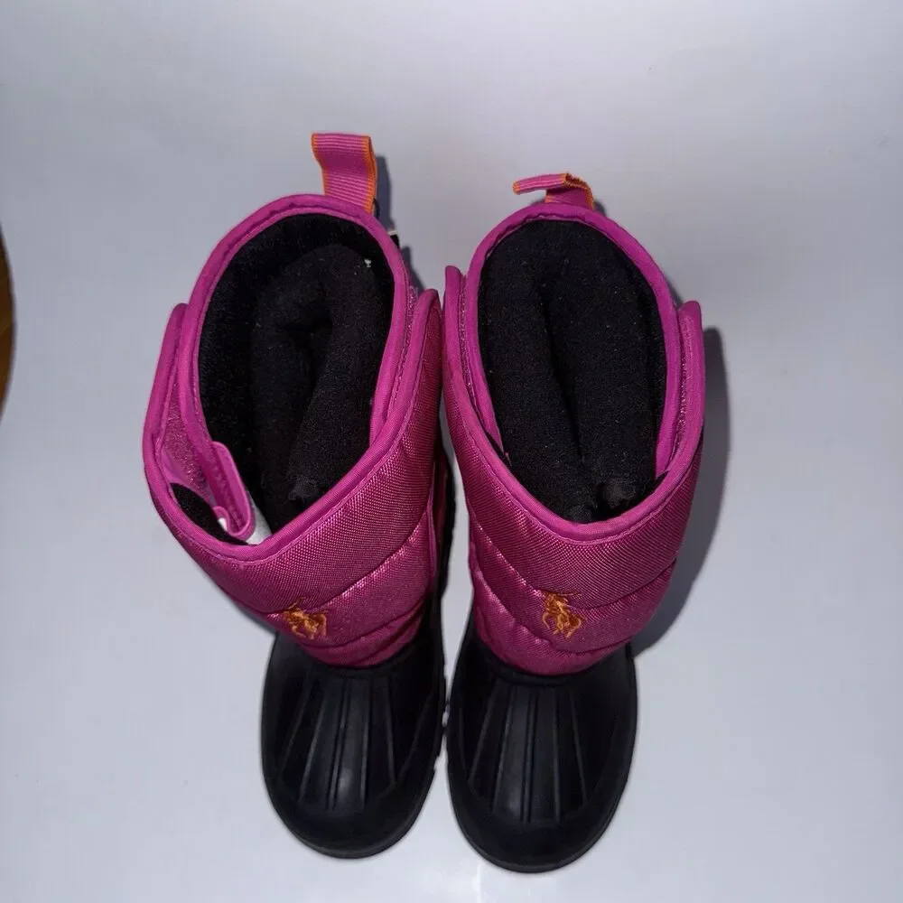 Polo Ralph Lauren Black & Pink Hamilten II EZ Girls Snow Boots Size 10
